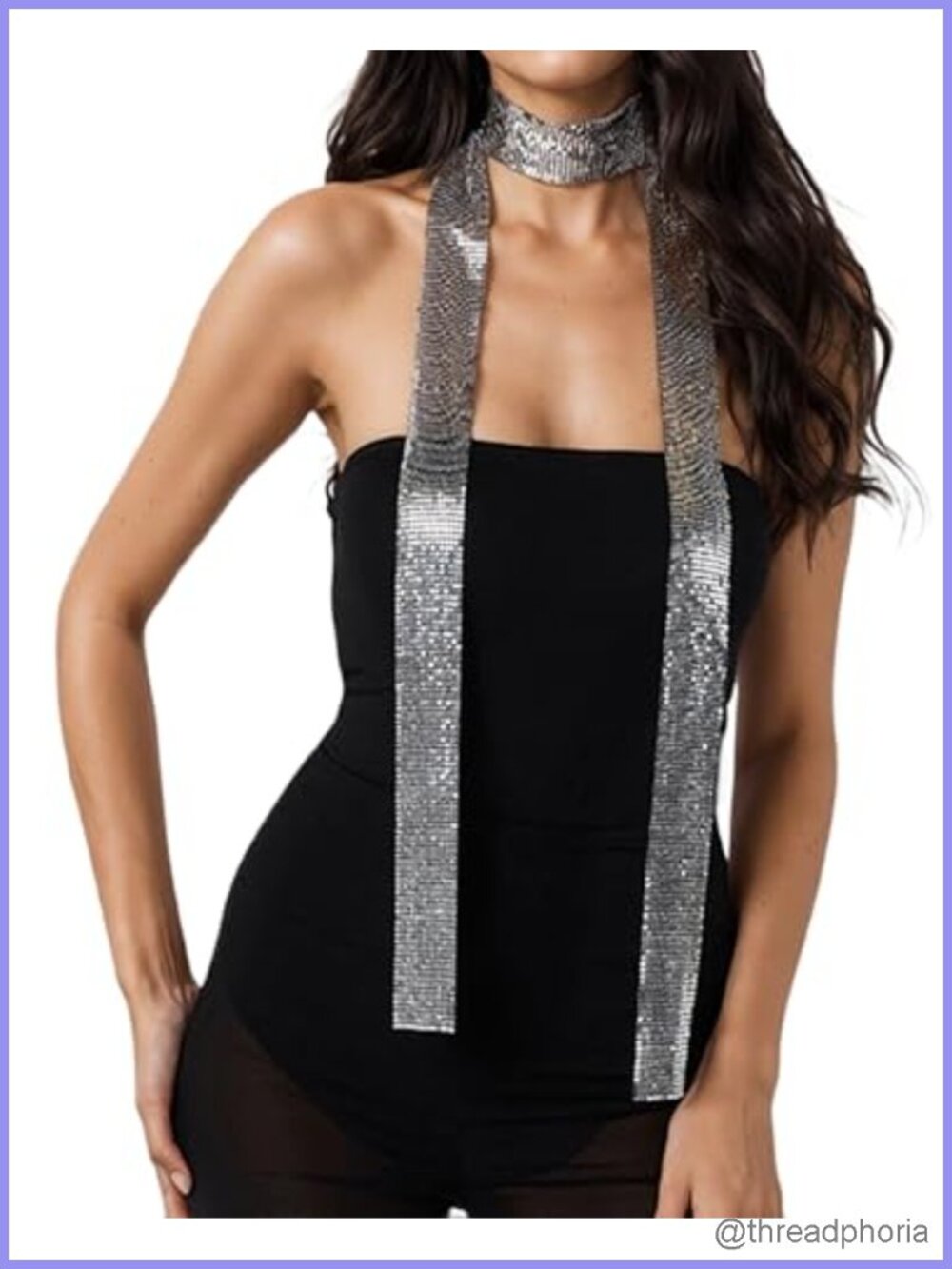 Sequin Leopard Print Scarf Lace-Up Neckerchief Tie Headband (No color)